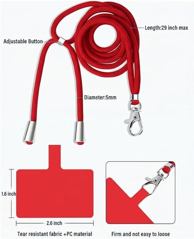 Phone Lanyard, Anti-Theft Crossbody Strap for iPhone 17 Pro Max and Most Smartphones, Adjustable Cell Phone Neck Holder w/ 1 Non-Adhesive Tether Tabs for Men and Women, Teal in Saudi Arabia