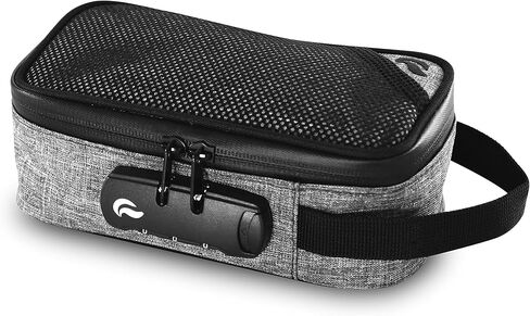 Skunk Sidekick Smell Proof Case w/Combo Lock - SK9 Premium odorless Technology (Navy Blue Leather w/Brown) in Kuwait