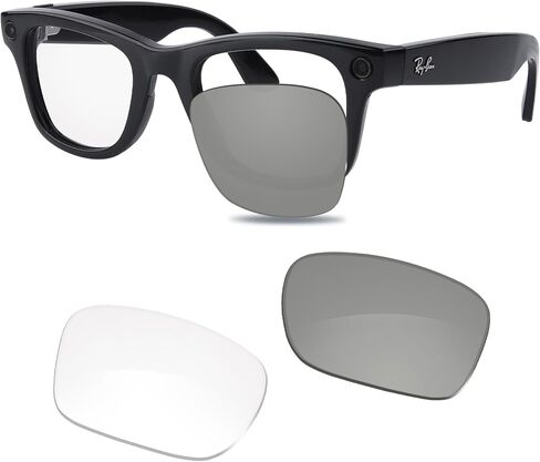 عدسات النظارات الشمسية البديلة المتوافقة مع Ray-Ban RW4010 52 مم والجيل 2 RW4014 52 مم بصريات شفافة فوتوكروميك لإطارات ميتا سكايلر، ملاءمة مريحة وسهلة التركيب in Kuwait