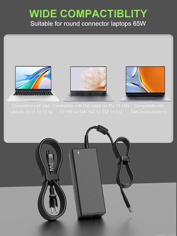 65W Charger 7.4mm Tip Compatible with Dell Latitude 7480 3120 5400 3190 3140 5480 e7450 Chromebook 3180 3189 3120 inspiron-15r 17r 3521 1545 n5110 Laptop in Saudi Arabia