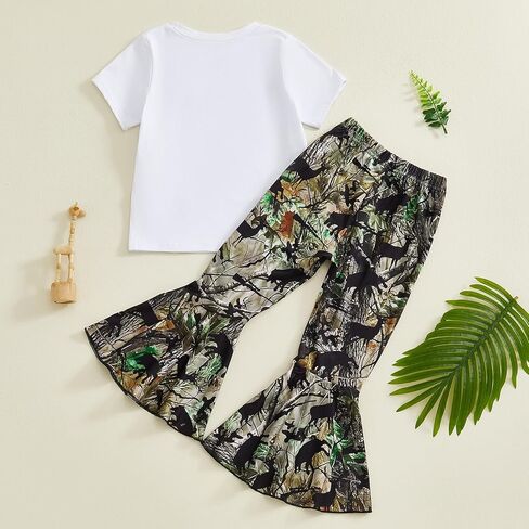 Toddler Baby Girl Hunting Clothes Camo Deer Print T Shirt Camouflage Bell Bottoms Flare Pants Set 2Pcs Summer Outfits in Saudi Arabia