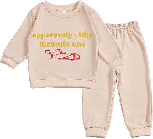 Toddler Baby apparently i like formula one Long Sleeve Sweatshirt Top Jogger Pants Set Cute Fall Winter Clothes Set in Saudi Arabia