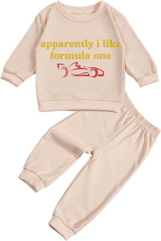 Toddler Baby apparently i like formula one Long Sleeve Sweatshirt Top Jogger Pants Set Cute Fall Winter Clothes Set in Saudi Arabia