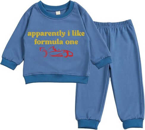 Toddler Baby apparently i like formula one Long Sleeve Sweatshirt Top Jogger Pants Set Cute Fall Winter Clothes Set in Saudi Arabia