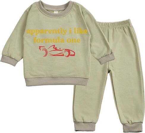 Toddler Baby apparently i like formula one Long Sleeve Sweatshirt Top Jogger Pants Set Cute Fall Winter Clothes Set in Saudi Arabia