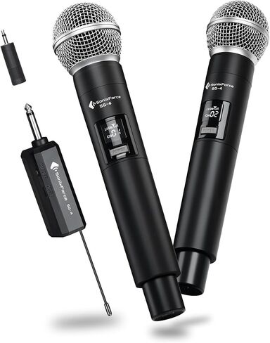 Wireless Microphone - Karaoke Microphone for Singing -Rechargeable Dual Dynamic Handheld Microphones with Receiver - 240ft Range Cordless Mic for Speaker, Mixer, Amplifier & Karaoke Machine in Saudi Arabia