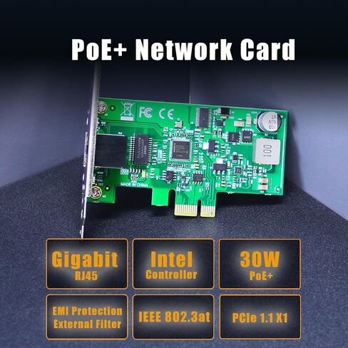 GLOTRENDS ST7474 PoE+ Network Card, 10/100/1000Mbps Gigabit Ethernet RJ45 LAN Port, PCIE 1.1 X1 Interface, Regular & Low Profile Bracket in Saudi Arabia