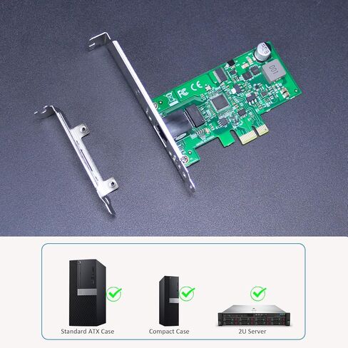 GLOTRENDS ST7474 PoE+ Network Card, 10/100/1000Mbps Gigabit Ethernet RJ45 LAN Port, PCIE 1.1 X1 Interface, Regular & Low Profile Bracket in Saudi Arabia