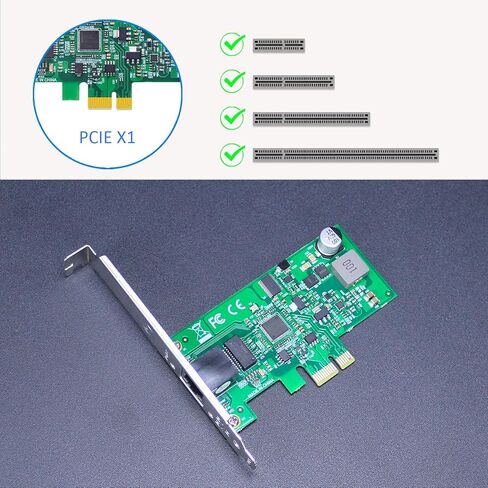 GLOTRENDS ST7474 PoE+ Network Card, 10/100/1000Mbps Gigabit Ethernet RJ45 LAN Port, PCIE 1.1 X1 Interface, Regular & Low Profile Bracket in Saudi Arabia