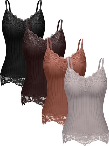 Fourluoo Women's Long Lace Tank Tops lace Camisole Patchwork Tops for Women in Saudi Arabia
