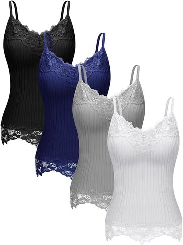 Fourluoo Women's Long Lace Tank Tops lace Camisole Patchwork Tops for Women in Saudi Arabia