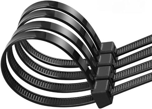 Nylon Zip Ties 100-Pack Black Self-Locking Cable Ties Strong Nylon Fasteners for Home Office Auto and Garage Wire Management, Black, 25cm in Saudi Arabia