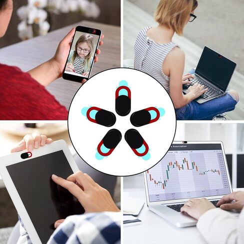 TEHAUX 5pcs Webcam Privacy Cover for Laptop and Phone, Sliding Camera Protector with Black and Red Colors, Compatible with Computers and Smartphones, Camera Cover for Secure Video Calls in Saudi Arabia