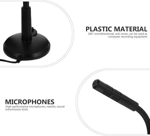 NUOBESTY USB Computer Microphone with Holder for Desktop and Laptop, Wired Meeting and Game Chatting Mic, Portable Black USB Microphone for Recording and Conference Use in Saudi Arabia