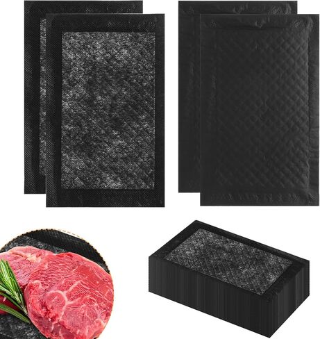 Acrux7 500PCS Meat Absorbent Pads 4x6.3 Inch Meat Soaker Pads for Vacuum Sealer Bags, Fish and Poultry Food Pad Absorbent Soaking Pad for Kitchen and Shop (Black) in Saudi Arabia