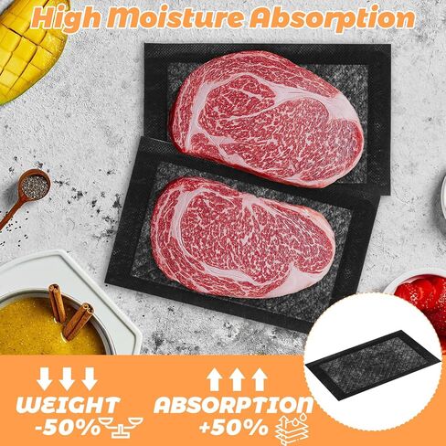 Acrux7 500PCS Meat Absorbent Pads 4x6.3 Inch Meat Soaker Pads for Vacuum Sealer Bags, Fish and Poultry Food Pad Absorbent Soaking Pad for Kitchen and Shop (Black) in Saudi Arabia