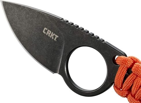 سكين CRKT Tailbone EDC: سكين ذو نصل ثابت للحمل اليومي مع لمسة نهائية من الحجر الأسود، مقبض ملفوف بسلك برتقالي، غمد 2415 in Kuwait