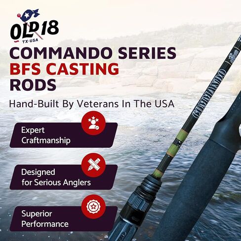 Old 18 Ultra-Light Casting Rod - USA Made BFS Rod - 40 Ton Graphite Blank with EVA Grip, D-1 Sea Guides gs - Premium One-Piece Fishing Pole for Precision Anglers in Kuwait