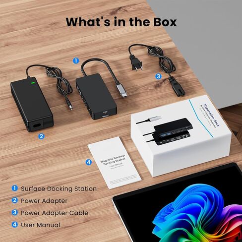 Surface Thunderbolt 4 Dock Triple Displays 4K HDMI*2+VGA، محطة إرساء 12 في 1 Surface Pro مع محول طاقة 100 واط لجهاز Microsoft Surface Pro 12/11/10/9/8/X/7+/7، كمبيوتر محمول 7/6/5/4/3، كمبيوتر محمول Go، ستوديو in Saudi Arabia