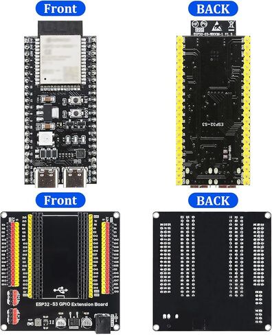 لوحة تطوير 3PC ESP32-S3 مع لوحة توسيع 44Pin، واي فاي 2.4 جيجا هرتز وبلوتوث 5، تتميز بوحدة تحكم دقيقة ثنائية النواة N16R8 240 ميجا هرتز ومنافذ مزدوجة من النوع C (CH343P) لـ Arduino in Kuwait