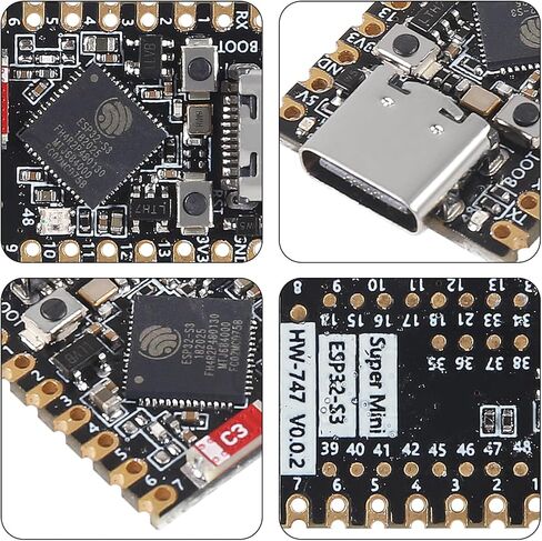 AITRIP 5PCS Type-C Supermini ESP32-S3 ESP32 S3 معالج ثنائي النواة، تردد تشغيل 160 ميجا هرتز، 2.4 جيجا هرتز واي فاي وبلوتوث متوافق مع Arduino IDE وMicroPython in Saudi Arabia