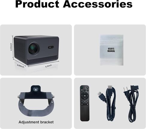 جهاز عرض صغير يدعم 4K مع WiFi وBluetooth، تطبيقات مدمجة وتركيز كهربائي، 300 ANSI وجهاز عرض محمول Keystone تلقائي، شاشة 200 بوصة متوافقة مع iPhone/Laptop/TV Stick لغرفة النوم في الهواء الطلق in Kuwait