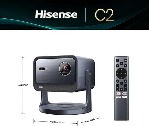 Hisense Laser Mini Projector C2, 65-300", Gimbal Design, 4K, Triple Color Laser, 110% BT.2020, 2000 ANSI Lumens, 1700:1 Native Contrast, Dolby Vision, HSR240, Sound by JBL (Renewed) in Saudi Arabia