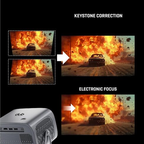 DUB Projector with TV Apps Included – Android 14 | 4K + 3D Support | Built-in Speaker | Wi-Fi & Bluetooth | Auto Focus | 2GB RAM | HDMI & 2× USB | Includes Smart Remote + Protective Case + Dust Cover. in Saudi Arabia