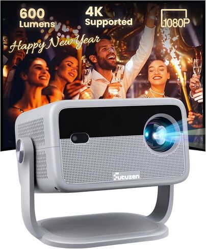 جهاز عرض ذكي مع واي فاي وبلوتوث، تطبيقات مدمجة، جهاز عرض محمول بقوة 600 لومن ANSI مع حامل، جهاز عرض صغير 1080 بكسل لغرفة النوم، حجر مفاتيح تلقائي وتركيز E أجهزة عرض سينما منزلية داخلية وخارجية 4K in Kuwait