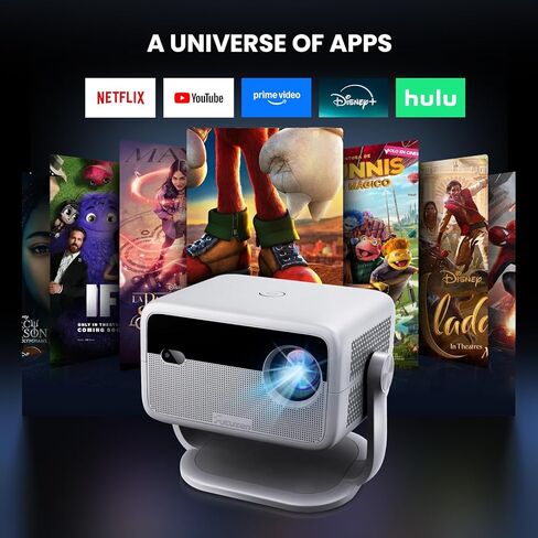 جهاز عرض ذكي مع واي فاي وبلوتوث، تطبيقات مدمجة، جهاز عرض محمول بقوة 600 لومن ANSI مع حامل، جهاز عرض صغير 1080 بكسل لغرفة النوم، حجر مفاتيح تلقائي وتركيز E أجهزة عرض سينما منزلية داخلية وخارجية 4K in Kuwait