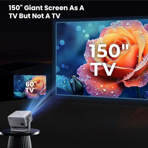 جهاز عرض ذكي مع واي فاي وبلوتوث، تطبيقات مدمجة، جهاز عرض محمول بقوة 600 لومن ANSI مع حامل، جهاز عرض صغير 1080 بكسل لغرفة النوم، حجر مفاتيح تلقائي وتركيز E أجهزة عرض سينما منزلية داخلية وخارجية 4K in Kuwait