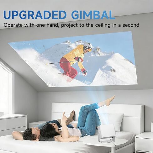 Projector with WiFi and Bluetooth, Home Smart tv Projector 4K Support, Electronic Focus & Auto Keystone, Portable Phone Wireless Gaming Movie Mini Proyector with apps for Bedroom/Celling/wall/ in Saudi Arabia