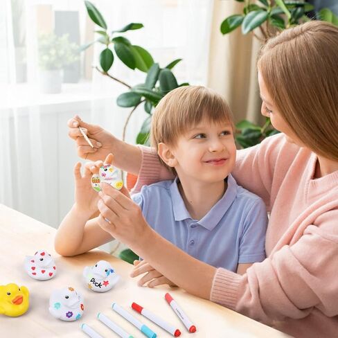 50 جهاز كمبيوتر شخصى 2 بوصة البط المطاطي الأبيض الفارغ بكميات كبيرة هدايا عيد الحب للأطفال DIY البط مع أقلام من 24 لونًا تعويم صرير مضحك بطة مطاطية حمام دش لعبة هدية عيد ميلاد الأنشطة تحت عنوان حزب صالح in Kuwait