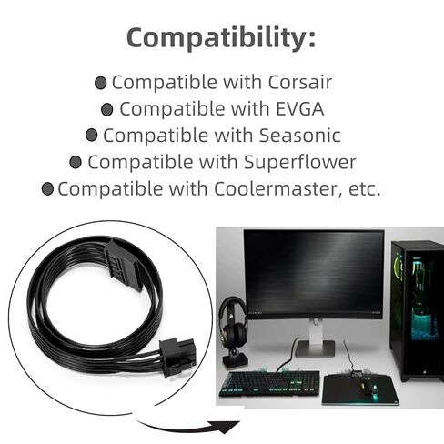 1 قطعة مصدر طاقة للكمبيوتر 6-Pin إلى كابل وحدات SATA 60 سم متوافق مع Corsair/متوافق مع EVGA/متوافق مع الموسمية/متوافق مع Superflower/متوافق مع Coolermaster in Saudi Arabia