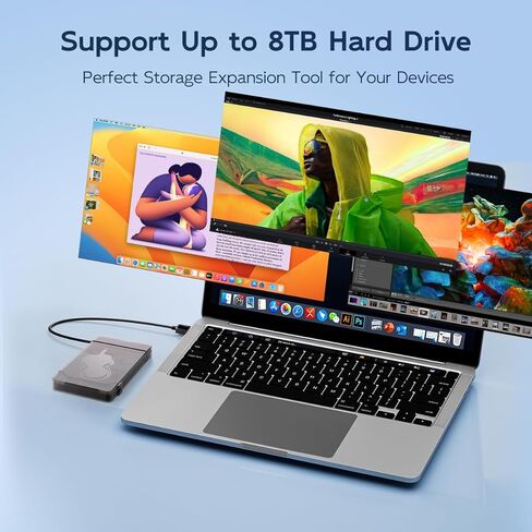 كابل MAIWO SATA إلى USB، محول SATA SSD/HDD إلى USB 3.0 مقاس 2.5 بوصة، حافظة تخزين محول قارئ القرص الصلب الخارجي لـ 2.5 بوصة sata I/II/III SSD/HDD، سعة 8 تيرابايت (USB-A، أسود) in Saudi Arabia