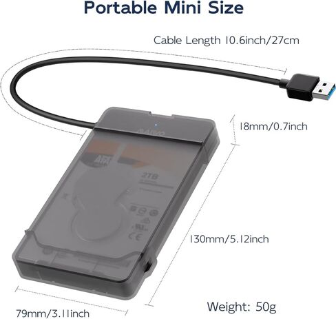 كابل MAIWO SATA إلى USB، محول SATA SSD/HDD إلى USB 3.0 مقاس 2.5 بوصة، حافظة تخزين محول قارئ القرص الصلب الخارجي لـ 2.5 بوصة sata I/II/III SSD/HDD، سعة 8 تيرابايت (USB-A، أسود) in Saudi Arabia