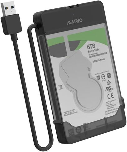 كابل MAIWO SATA إلى USB، محول SATA SSD/HDD إلى USB 3.0 مقاس 2.5 بوصة، حافظة تخزين محول قارئ القرص الصلب الخارجي لـ 2.5 بوصة sata I/II/III SSD/HDD، سعة 8 تيرابايت (USB-A، أسود) in Saudi Arabia
