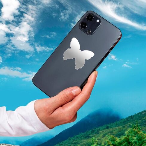 Butterfly Shaped Mirror Sticker Mini Adhesive Mirror Phone Charm Portable Self-Adhesive Decal for Smartphone Back Decoration in Saudi Arabia
