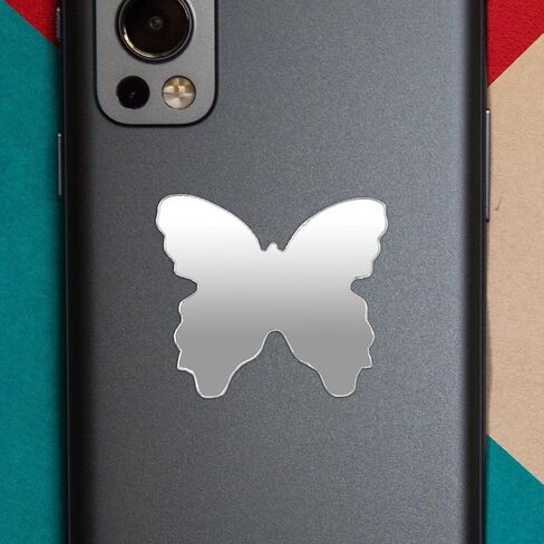 Butterfly Shaped Mirror Sticker Mini Adhesive Mirror Phone Charm Portable Self-Adhesive Decal for Smartphone Back Decoration in Saudi Arabia