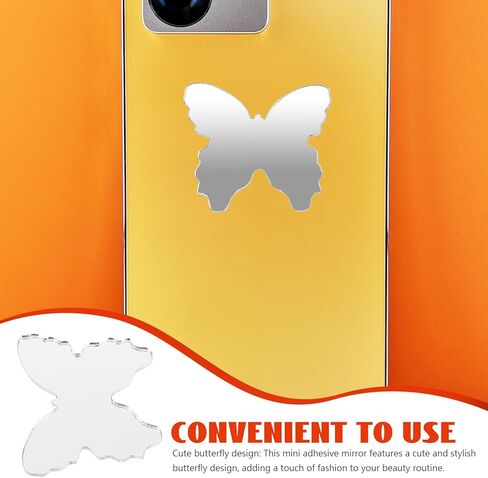 Butterfly Shaped Mirror Sticker Mini Adhesive Mirror Phone Charm Portable Self-Adhesive Decal for Smartphone Back Decoration in Saudi Arabia