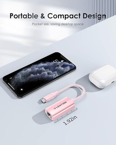 USB C to Ethernet Adapter, RJ45 to Type C Gigabit Network 1000M Wired LAN Converter (CU604, Rose Gold) in Saudi Arabia