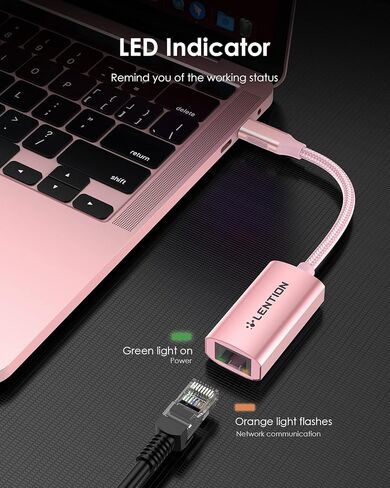 USB C to Ethernet Adapter, RJ45 to Type C Gigabit Network 1000M Wired LAN Converter (CU604, Rose Gold) in Saudi Arabia