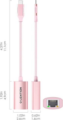 USB C to Ethernet Adapter, RJ45 to Type C Gigabit Network 1000M Wired LAN Converter (CU604, Rose Gold) in Saudi Arabia