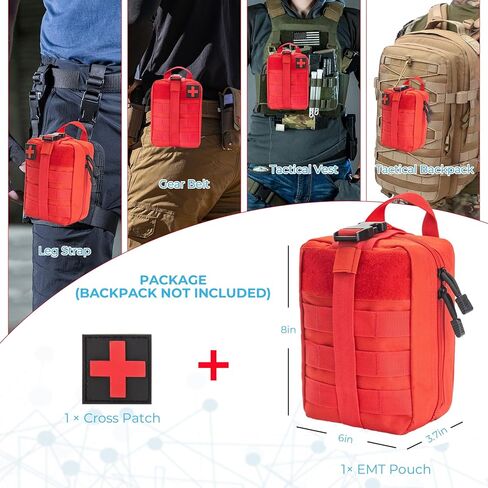 Omutan Medical Tactical Molle Pouches Empty First Aid EMT Bag Large Capacity IFAK Pouch Rip-Away Med Kit, Includes Cross Patch in Saudi Arabia
