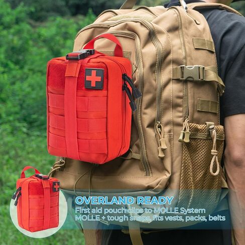 Omutan Medical Tactical Molle Pouches Empty First Aid EMT Bag Large Capacity IFAK Pouch Rip-Away Med Kit, Includes Cross Patch in Saudi Arabia