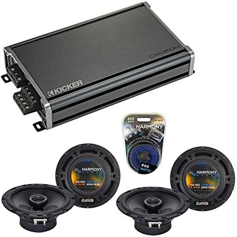 Harmony Audio متوافق مع حزمة استبدال سماعات المصنع Daewoo Nubira 1999-2002 (2) R65 & CXA360.4 Amp in Kuwait