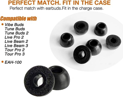 Replacement Foam Ear Tips for JBL Live Pro 2 / JBL Tune Buds/JBL Tune Buds 2/JBL Vibe Buds/JBL Live Beam 2 & 3 / JBL Tour Pro 2 & 3 / Technics EAH-AZ100 Earbuds, Ultimate Comfort, 3 Pairs in Saudi Arabia
