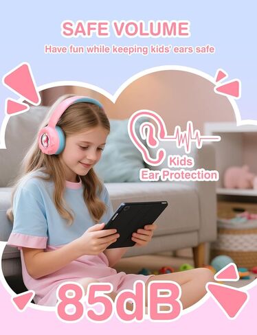 Kids Bluetooth Headphones, Rainbow LED Light, Unicorn Buddy, 85dB Volume Limited, 60 Hours Playtime, Bluetooth 5.3, USB C, Kids Wireless Headphones for iPad/Tablet/Travel/School, Durable in Saudi Arabia