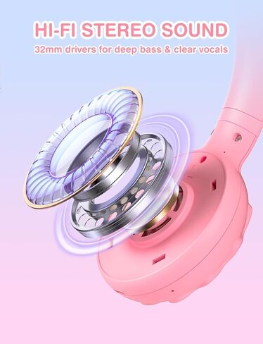 Kids Bluetooth Headphones, Rainbow LED Light, Unicorn Buddy, 85dB Volume Limited, 60 Hours Playtime, Bluetooth 5.3, USB C, Kids Wireless Headphones for iPad/Tablet/Travel/School, Durable in Saudi Arabia