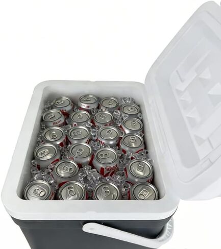30qt Large Capacity Portable Cooler with Double Cup Holder, Durable, Suitable for Outdoor Activities, Family Gatherings, Travel, Gray in Saudi Arabia